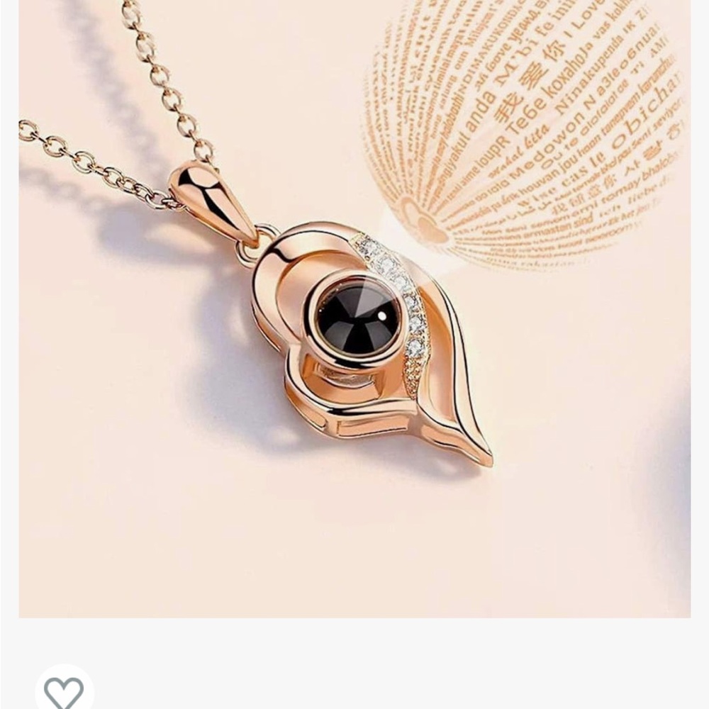 Photo Projection Necklace Women Silver Rose Gold Heart